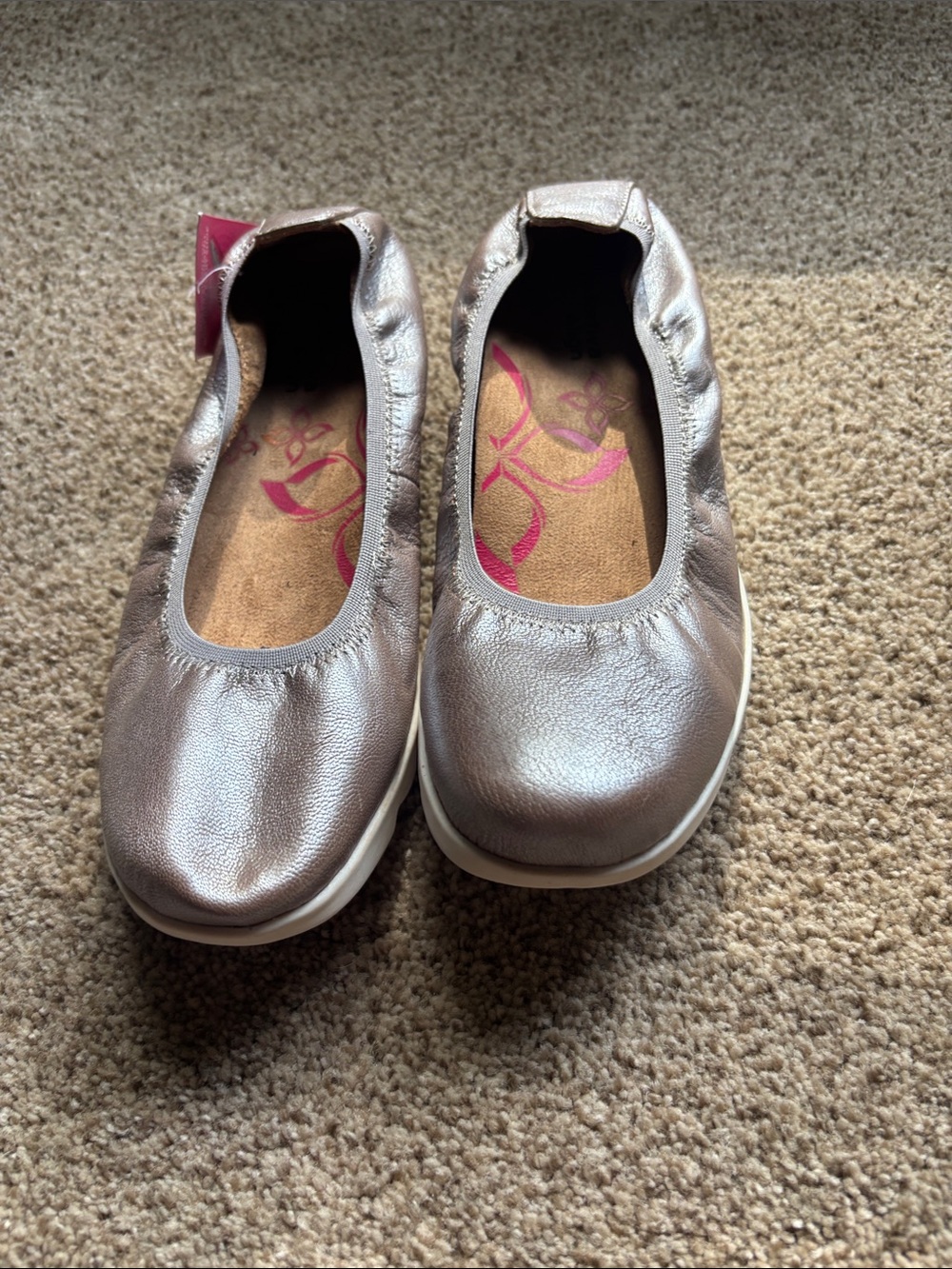 Comfortiva Metallic Silver Slip-On Ballet Flats for Women
